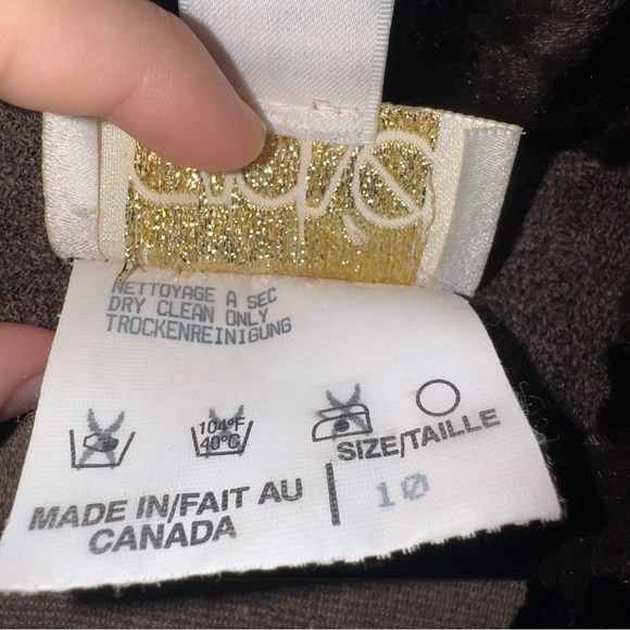 Vintage Caché Brown Coat Faux Fur Collar Size 10 - Picture 7 of 8